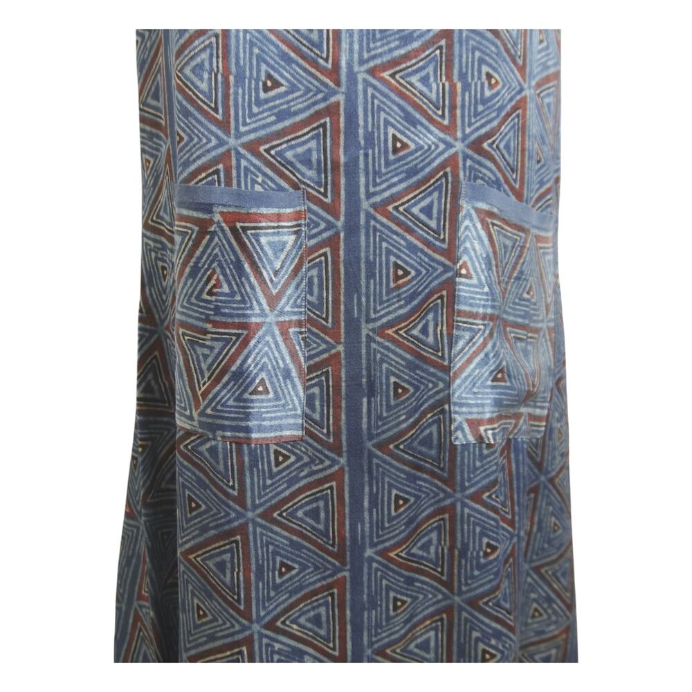 Gramatas Navy Velvet Halter Dress XL NWT Geometric Boho Pockets Slow Fashion - Picture 7 of 11